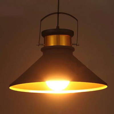 Industrial Style Cone Shade Pendant Light Metal 1 Light Hanging Lamp in Black for Restaurant