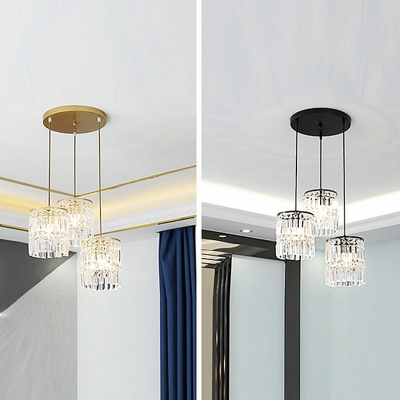 Modern Drop Pendant 3 Light Crystal Hanging Light Fixtures for Bedroom Living Room