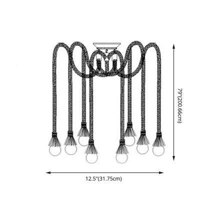 Natural Hemp Rope Vintage Pendant Lights for Kitchens Swag Pendant Lights