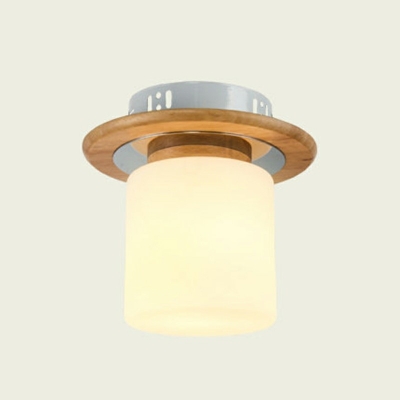 Simple Geometry Wooden Glass Ceiling Light for Bedroom Corridor and Hallway