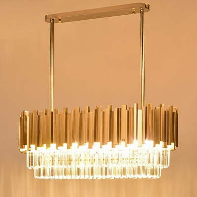 1-Light Chandelier Lamp Modern Style Rectangle Shape Metal Hanging Pendant Ceiling Lights