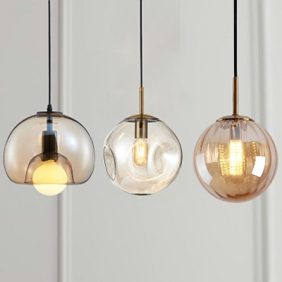 1 Light Globe Shade Hanging Light Modern Style Glass Pendant Light for Living Room