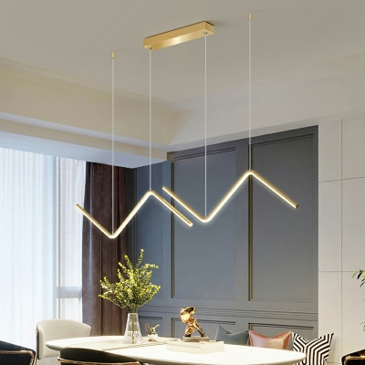 2-Light Hanging Ceiling Lights Modern Style Liner Shape Metal Chandelier Lamp