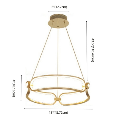 3-Light Chandelier Lighting Minimalist Style Ring Shape Metal Hanging Ceiling Light