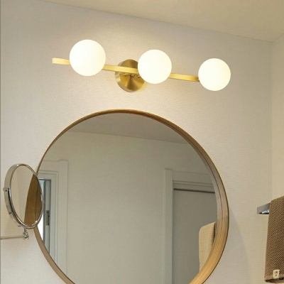 3-Light Vanity Sconce Lights Traditional Style Globe Shape Glass Wall Mounted Light Fixture