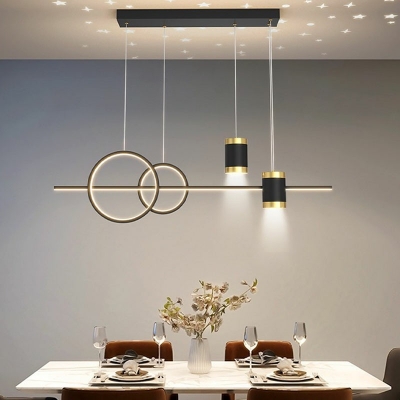5-Light Island Light Fixture Modern Style Liner Shape Metal Ceiling Pendant Light