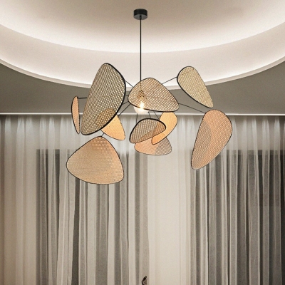 Asia 1 Light Woven Shade Living Room Hanging Light Fixture Modern Creative Drop Pendant