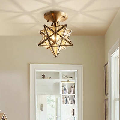 Creative Glass Decorative Ceiling Light Colonial Style Light for Hallway and Corridor