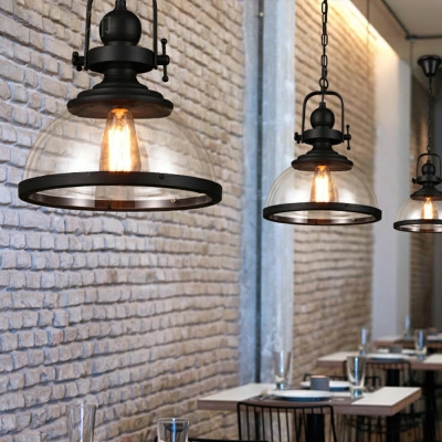 Industrial Style LED Pendant Light Modern Style Metal Glass Hanging Light for Dinning Room