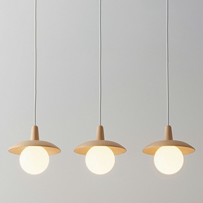 Modern Simple Suspension Pendant 3 Light Wood Hanging Light Fixtures for Living Room