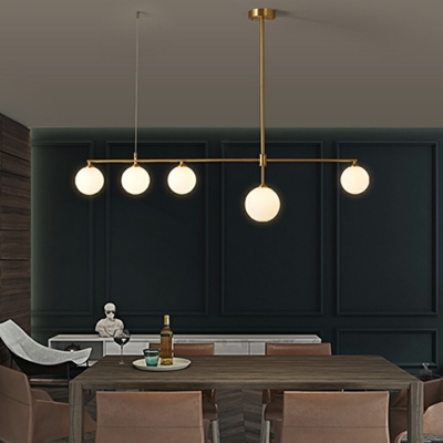 Modern Style LED Pendant Light 5 Lights Nordic Style Metal Glass Chandelier Light for Dinning Room