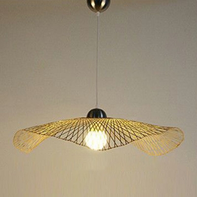 Woven Shade 1 Light Handwoven Modern Hanging Light Fixtures Asia Suspension Pendant for Living Room
