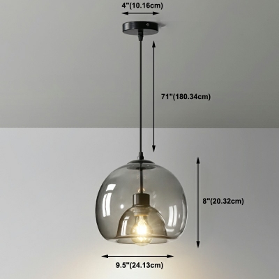 1 Light Dome Shade Hanging Light Modern Style Glass Pendant Light for Dining Room