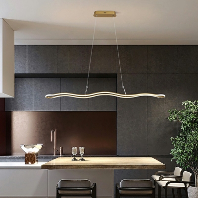 1 Light LED Modern Island Chandelier Lights Minimalism Linear Dinning Room Hanging Pendant Lights