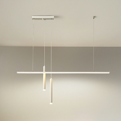 3-Light Island Pendants Contemporary Style Tube Shape Metal Ceiling Lights