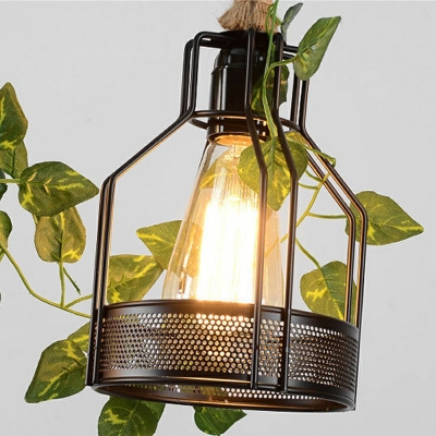 5-Light Island Lighting Ideas Retro Style Birdcage Shape Metal Chandelier Lamp