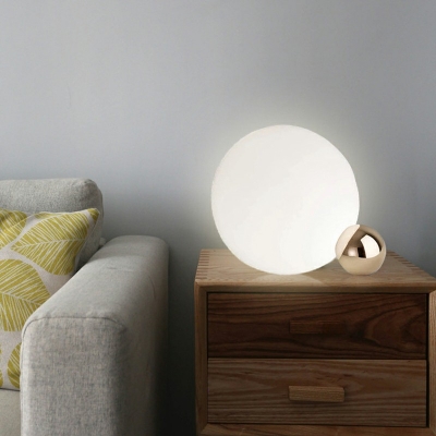 Contemporary Table Light 1 Light White Glass Nights and Lamp for Bedroom