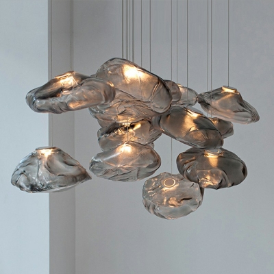 Contemporary Water Glass Pendant Light Kit Irregularly Ball Hanging Ceiling Light