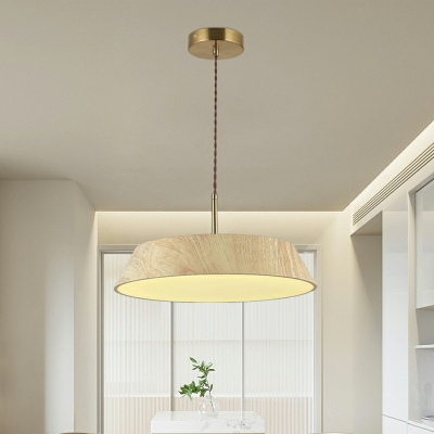 Drum Pendant Lighting Fixtures Wood LED Light Modern Minimalist Hanging Ceiling Light for Living Room