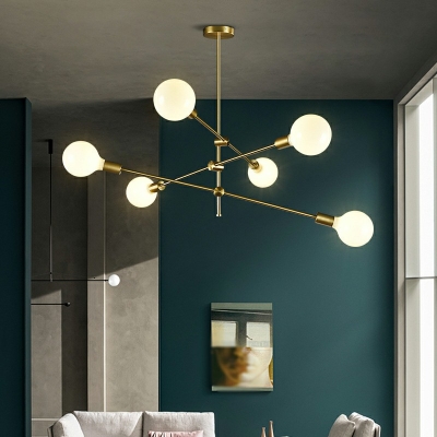 Modern Style LED Chandelier Light 6 Lights Nordic Style Metal Glass Pendant Light for Living Room