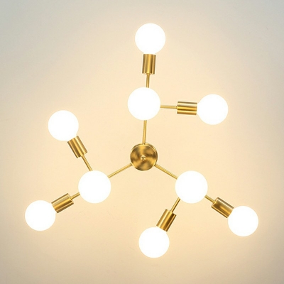 Modern Style LED Chandelier Light 9 Lights Nordic Style Metal Glass Pendant Light for Living Room