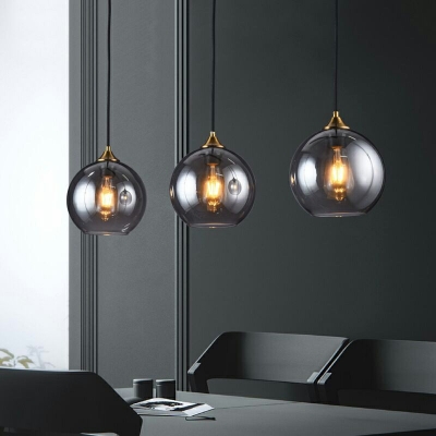 1-Light Pendant Light Kit Modern Style Ball Shape Metal Hanging Lights