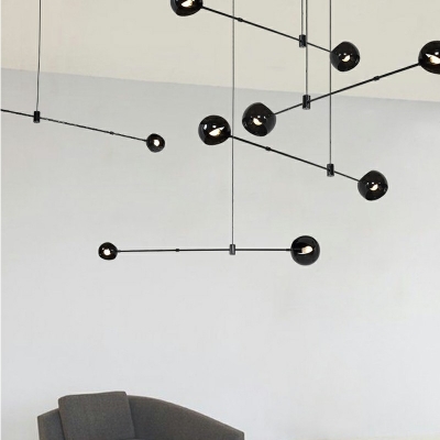 2 Lights Geometric Shade Hanging Light Modern Style Metal Pendant Light for Living Room