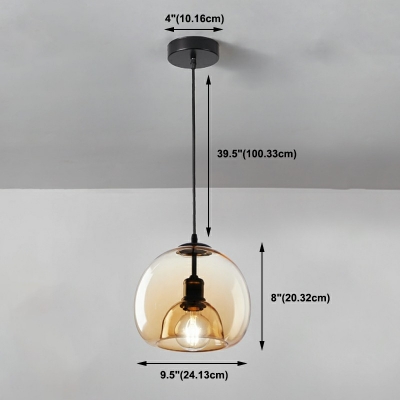 1 Lights Dome Shade Hanging Light Modern Style Glass Pendant Light for Dining Room