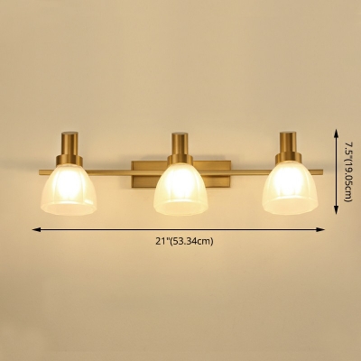 3 Lights LED Wall Sconce American Style Metal Glass Wall Lamp for Dressing Table Bathroom
