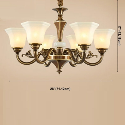 6-Light Chandelier Light Fixtures Traditional Style Bell Shape Metal Ceiling Suspension Lamp