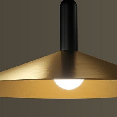 Brass Flat 1 Light Vintage Down Lighting Pendant Industrial Bedroom Suspension Light