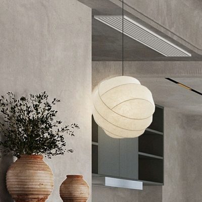 Contemporary Down Lighting White Silk 1 Light Hanging Light Fixtures for Dining Room Living Room