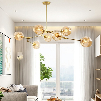 Glass 7 Lights Modern Chandelier Lighting Fixtures Basic Simple Hanging Chandelier for Living Room