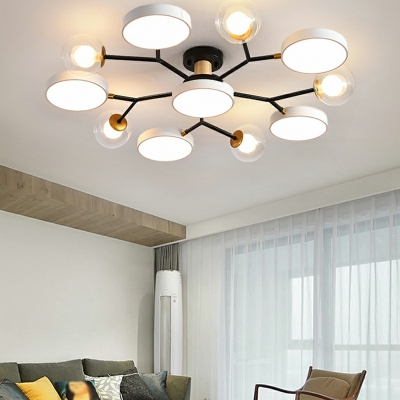 Modern Style LED Chandelier Light 11 Lights Nordic Style Macaron Metal Acrylic Glass Pendant Light for Living Room