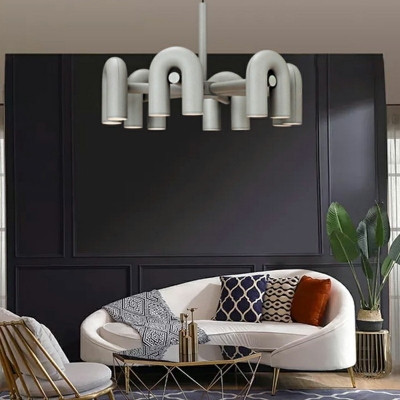 Nordic Style Metal Cluster Pendant Elongated Pipes Multi Pendant Ceiling Light Fixture