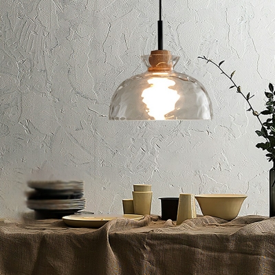 1 Light Bowl Shade Hanging Light Modern Style Glass Pendant Light for Dining Room