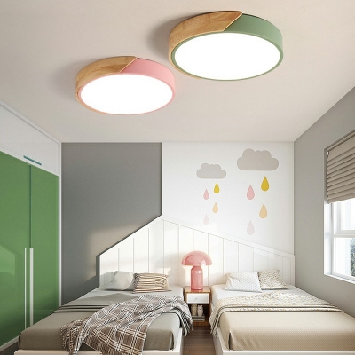 1-Light Flush Chandelier Lighting Modern Style Round Shape Metal Ceiling Mounted Light