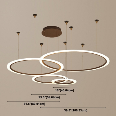 4 Lights Round Shade Hanging Light Modern Style Acrylic Pendant Light for Dining Room