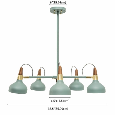 5 Lights Flared Shade Hanging Light Modern Style Metal Pendant Light for Dining Room