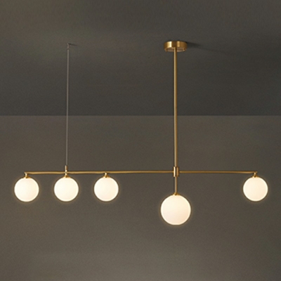 5 Lights Globe Shade Hanging Light Modern Style Glass Pendant Light for Living Room