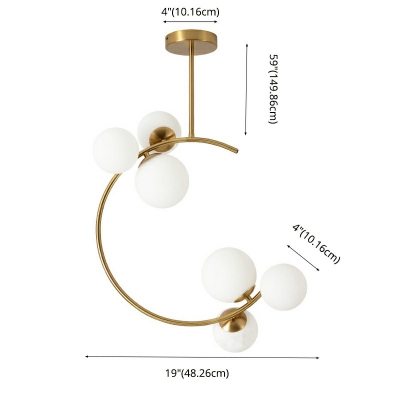 6-Light Hanging Pendant Light Modern Style Ring Shape Metal Chandelier Lighting Fixtures