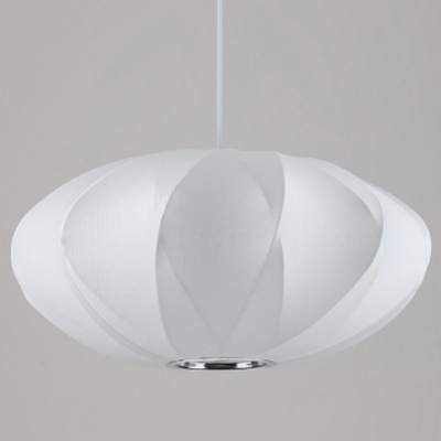 Contemporary Down Lighting White Silk Hanging Light Fixtures for Living Room
