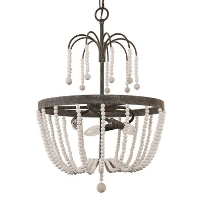 French Retro Chandelier Wood Ceiling Chandelier for Bedroom Living Room