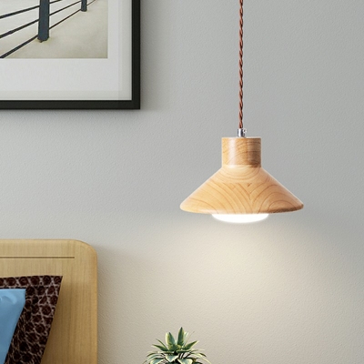 Japanese Style LED Pendant Light Modern Style Wood Hanging Light for Bedside Kitchen