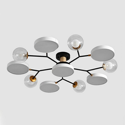 Modern Style LED Chandelier Light 11 Lights Nordic Style Macaron Metal Acrylic Glass Pendant Light for Living Room