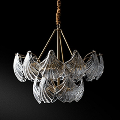 Modern Style LED Chandelier Light 12 Lights Nordic Style Glass Metal Pendant Light for Living Room