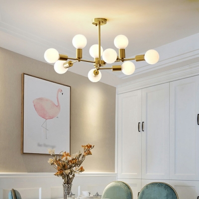 Modern Style LED Chandelier Light 9 Lights Nordic Style Metal Glass Pendant Light for Living Room