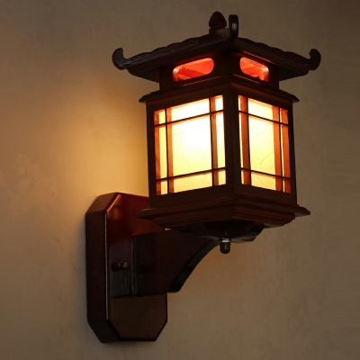 Nordic Style LED Wall Sconce Light Postmodern Style Wood Wall Light for Bedside Courtyard