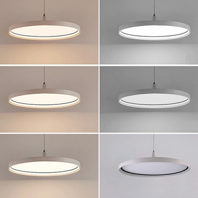 Thick Metal Disc Shade Hanging Ceiling Light Contemporary Pendant Lighting