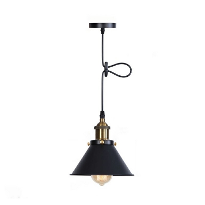 1-Light Hanging Pendant Light Vintage Style Cone Shape Metal Light Fixtures